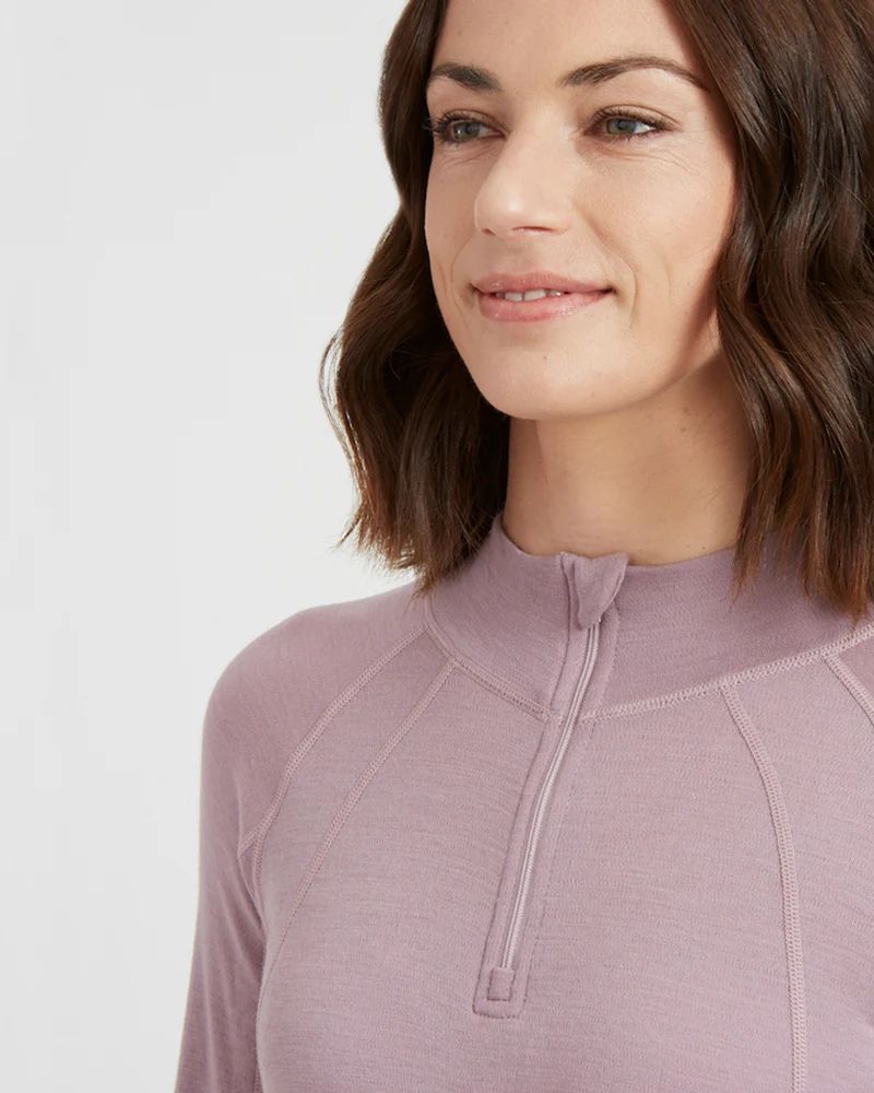 Women's Merino 230gsm Zip Neck Long Sleeve Thermal Top – Alpine230 – Fog - Image 5
