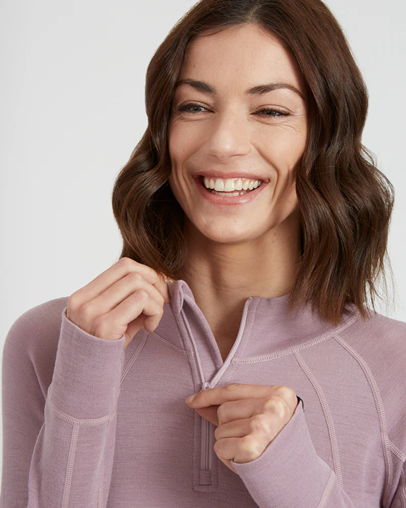 Women's Merino 230gsm Zip Neck Long Sleeve Thermal Top – Alpine230 – Fog - Image 6