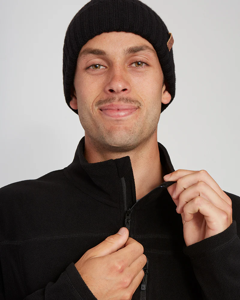 Marengo 1/4 Zip Neck Mens Seawool Fleece Black - Image 5