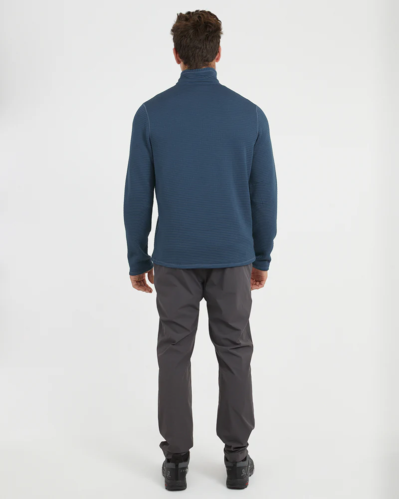 Mens Merino AEROGRID Fleece Hiking Pullover Slate Blue - Image 4