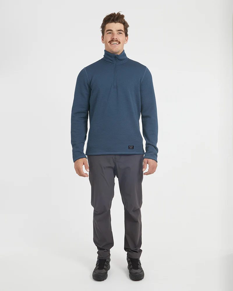 Mens Merino AEROGRID Fleece Hiking Pullover Slate Blue - Image 5