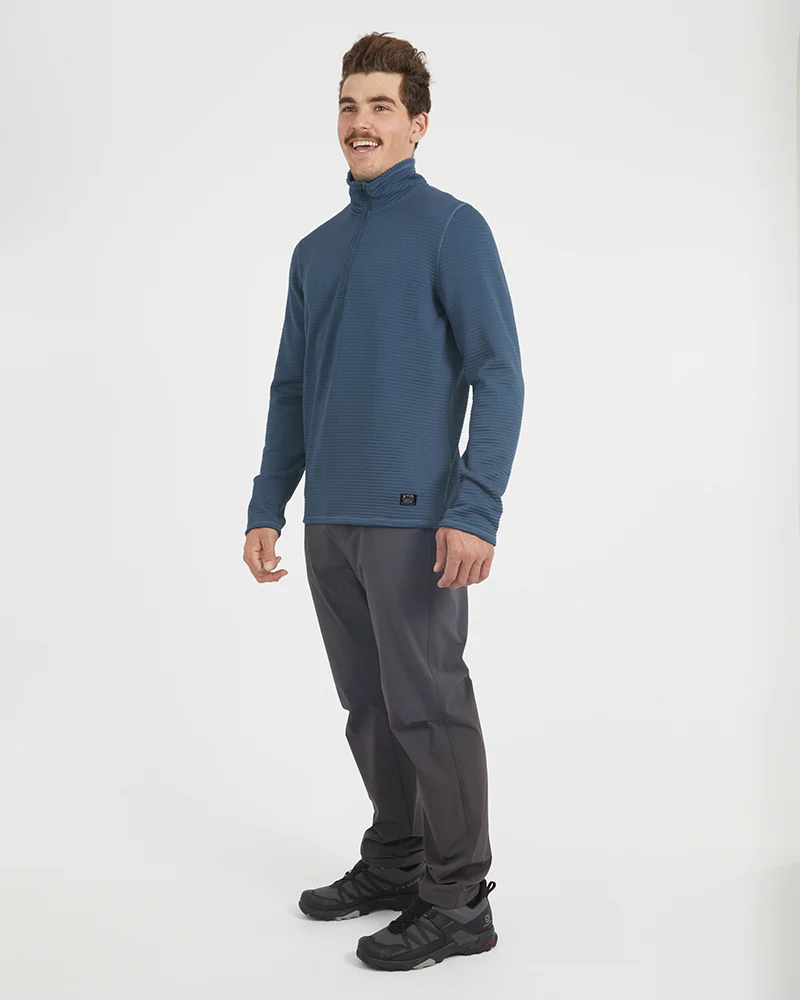 Mens Merino AEROGRID Fleece Hiking Pullover Slate Blue - Image 6