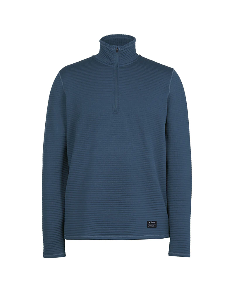 Mens Merino AEROGRID Fleece Hiking Pullover Slate Blue - Image 7