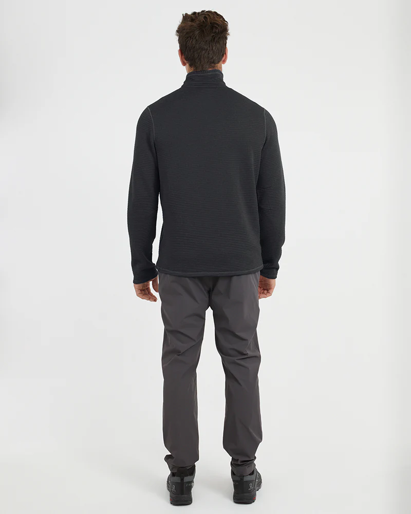 Mens Merino AEROGRID Fleece Hiking Pullover Black - Image 7