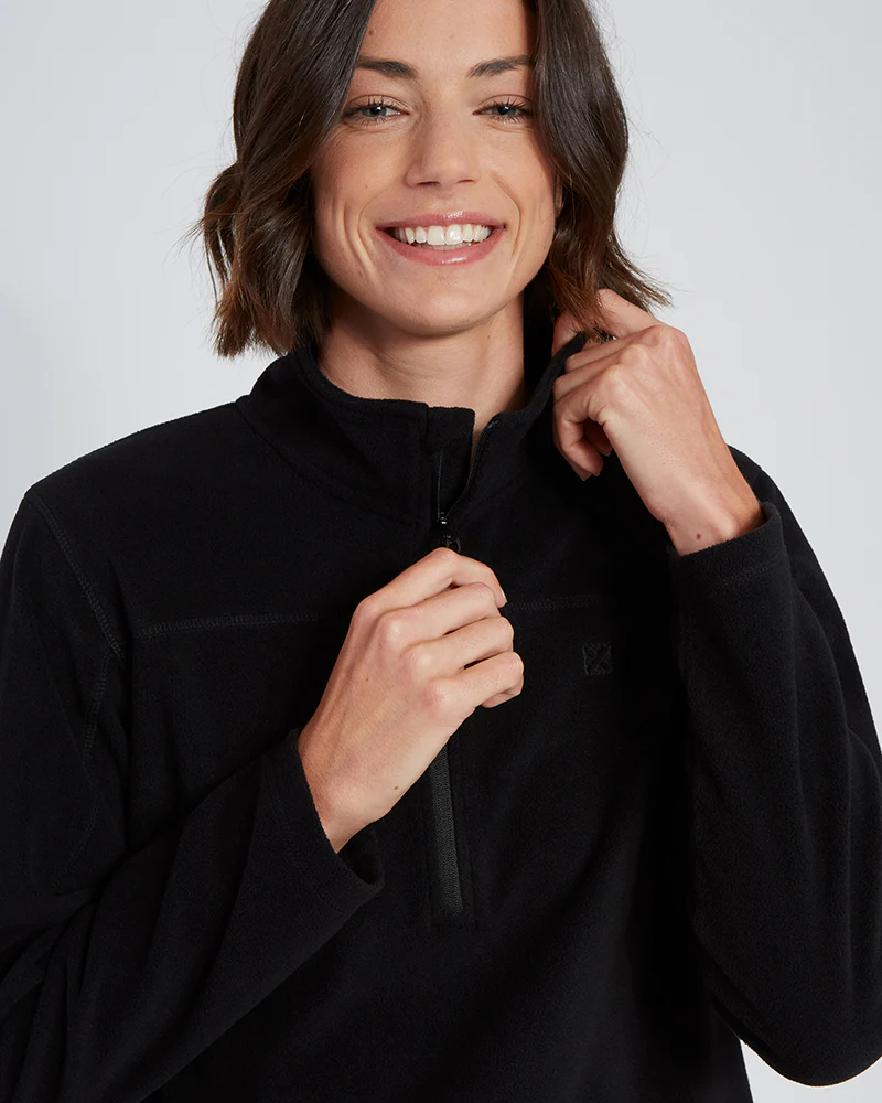 Milanesia 1/4 Zip Neck Ladies Seawool Fleece Black - Image 6