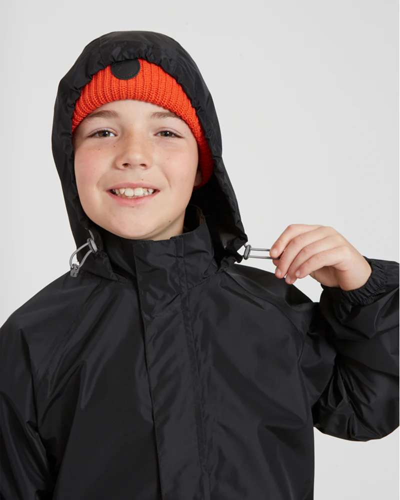 Stash 2L Kids Packable Rain Jacket Black - Image 6