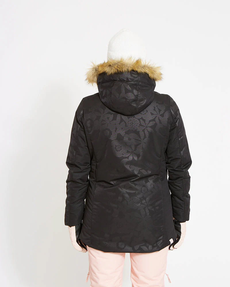Thea Womens Snow Jacket - Black Botanica  - SALE - Image 3