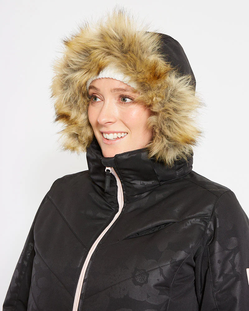 Thea Womens Snow Jacket - Black Botanica  - SALE - Image 4