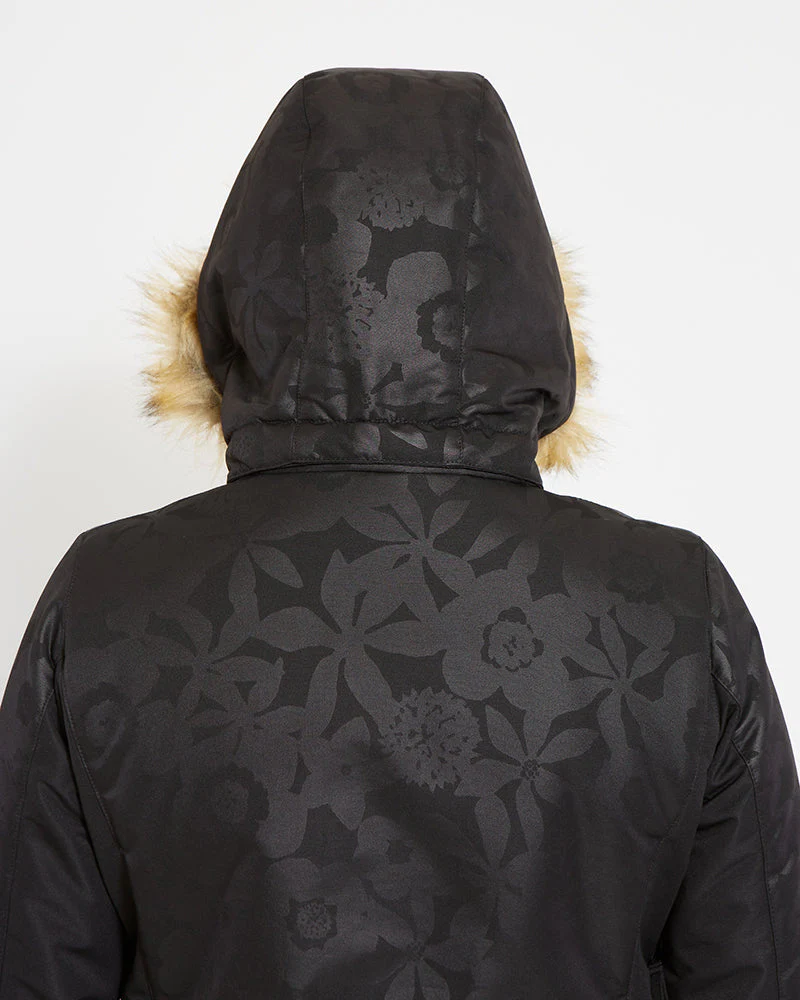 Thea Womens Snow Jacket - Black Botanica  - SALE - Image 5
